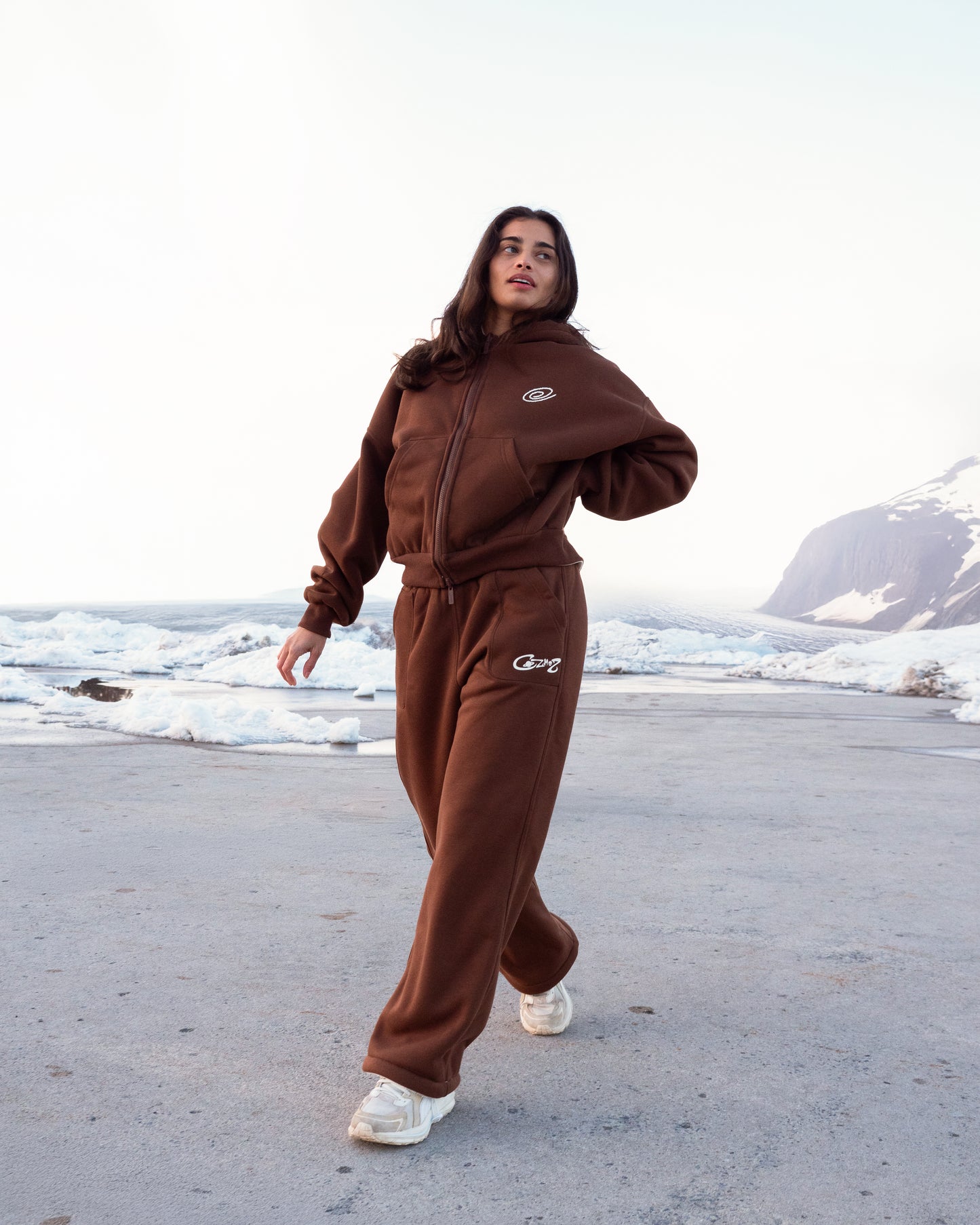 Reversible zip-up Hoodie(Brown & Cream)