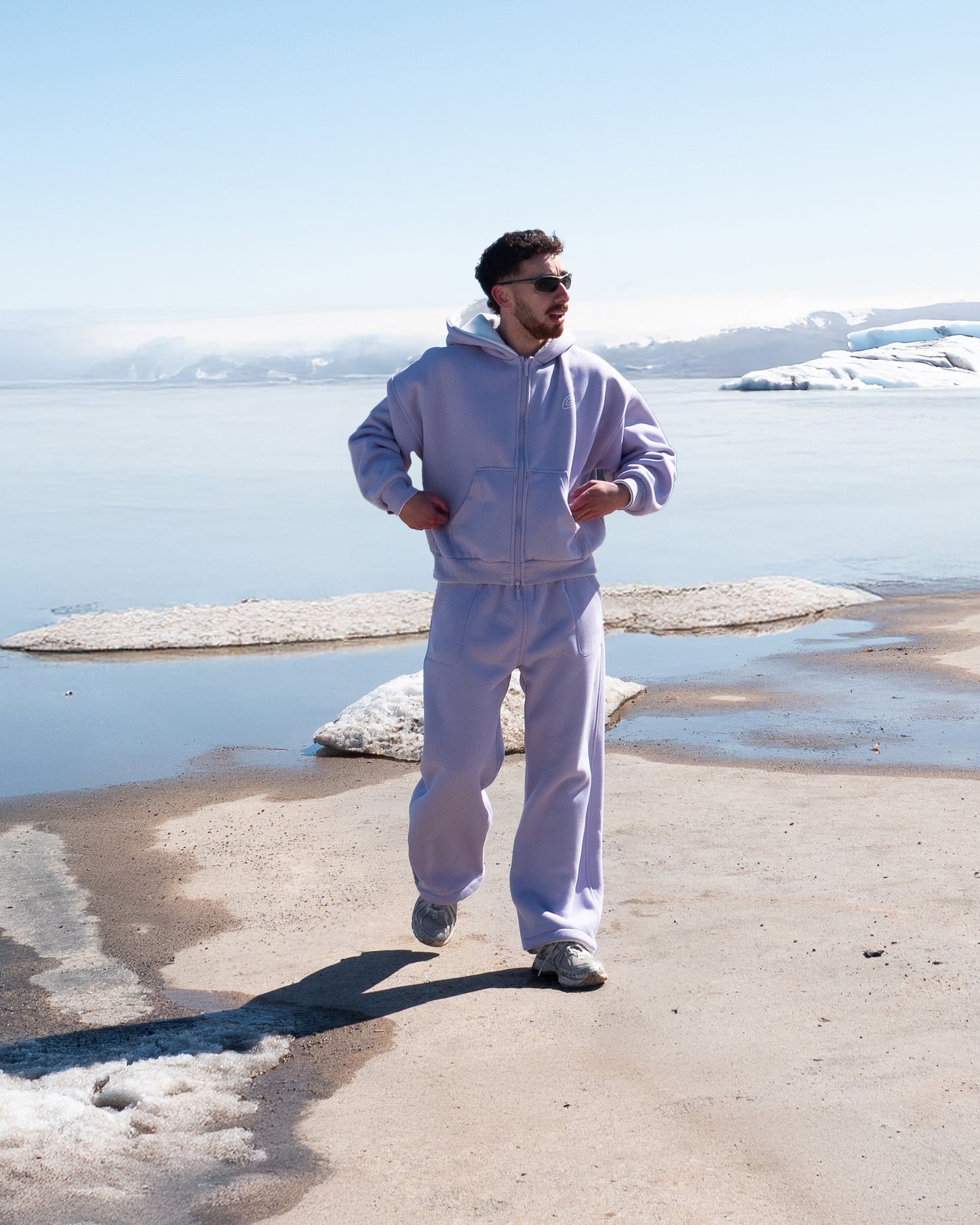 Reversible sweatpants(Lilac & White)