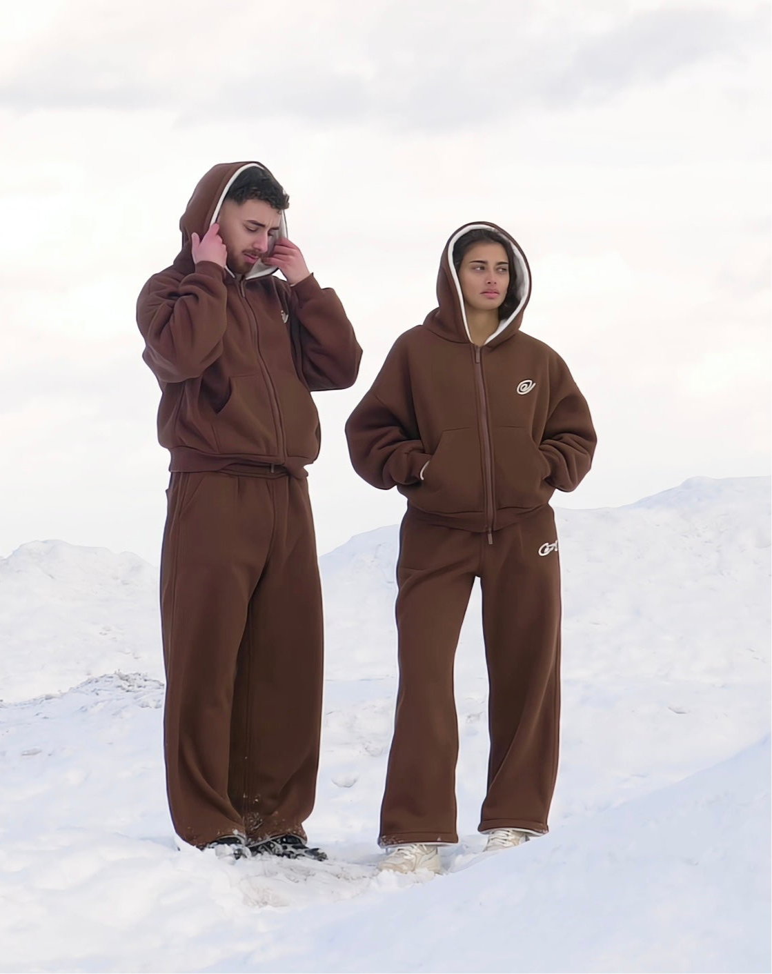 Reversible zip-up Hoodie(Brown & Cream)