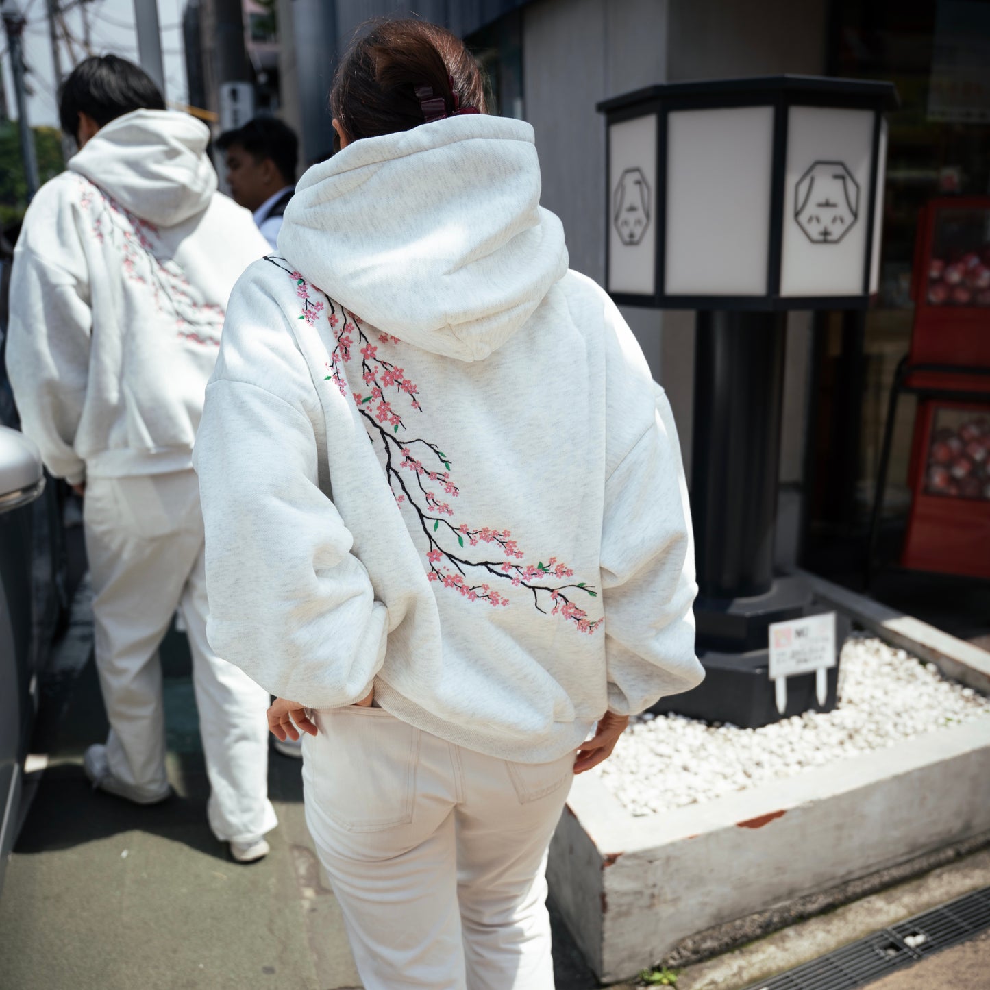 Sakura hoodie - White Marle