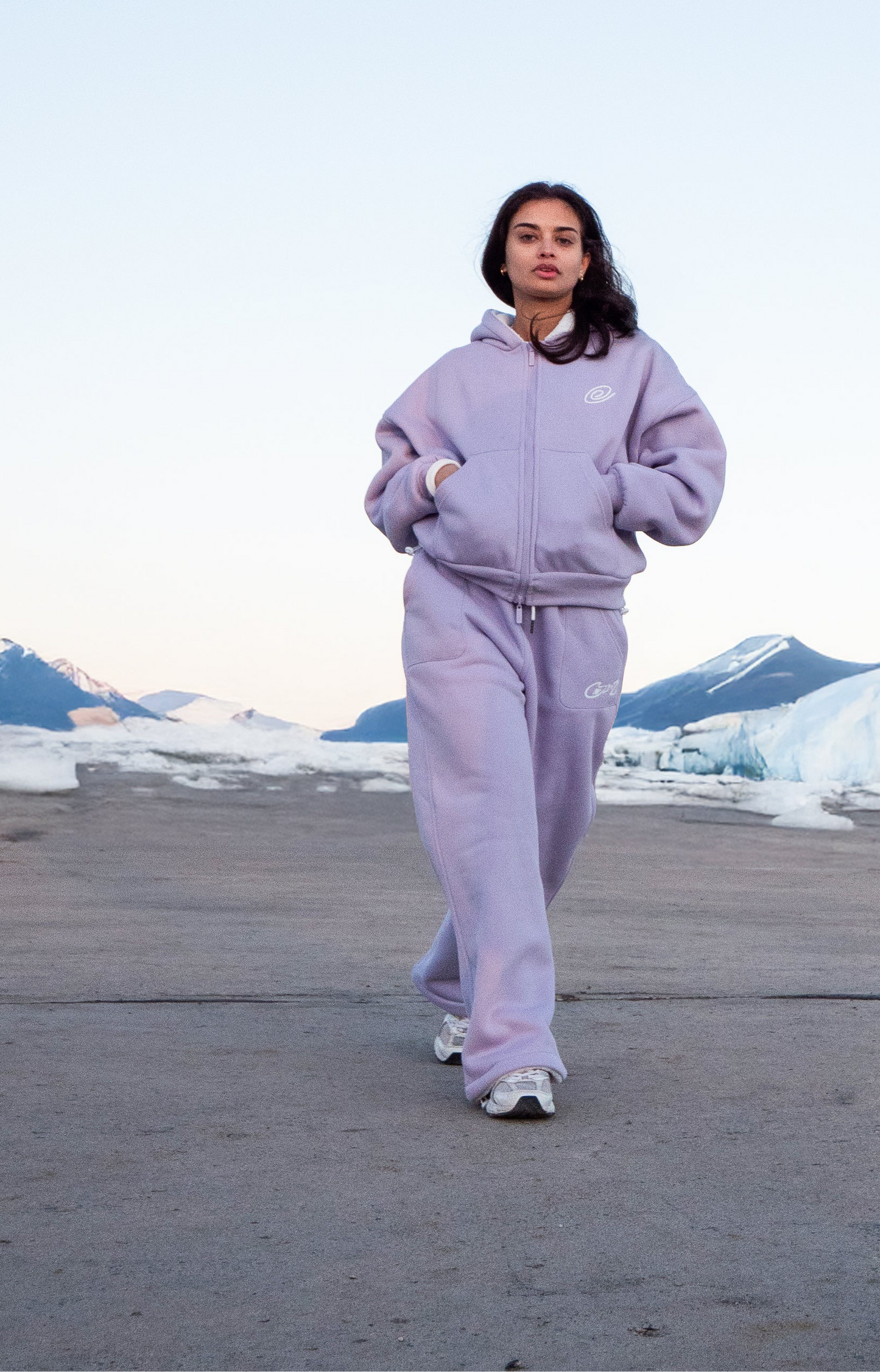 Reverisble zip-up Hoodie(Lilac & White)