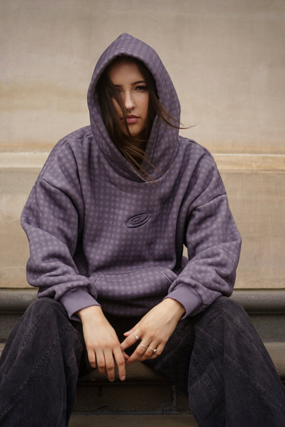 Gingham Hoodie - Vintage Purple