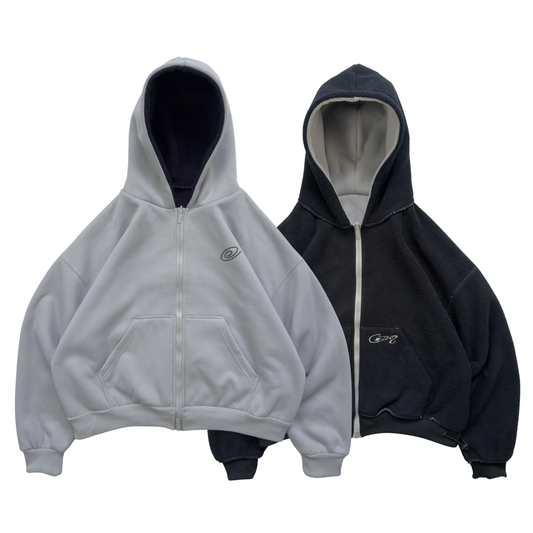 Reverisble zip-up hood (grey & black)