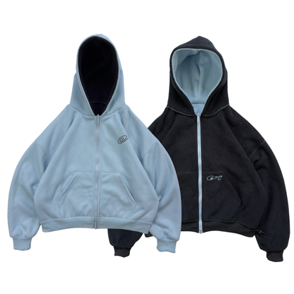 Reverisble zip-up hood (blue & black)