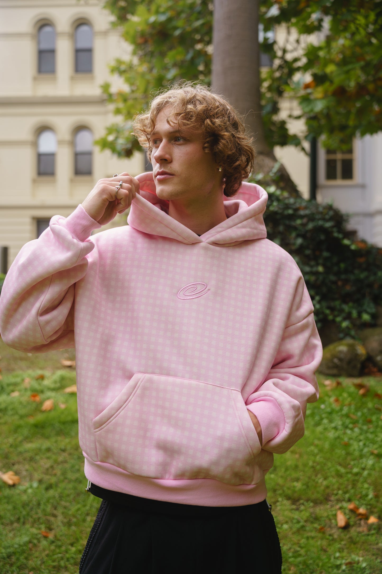Gingham Hoodie - Pink