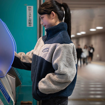 Navy Grey Reversible Fleece