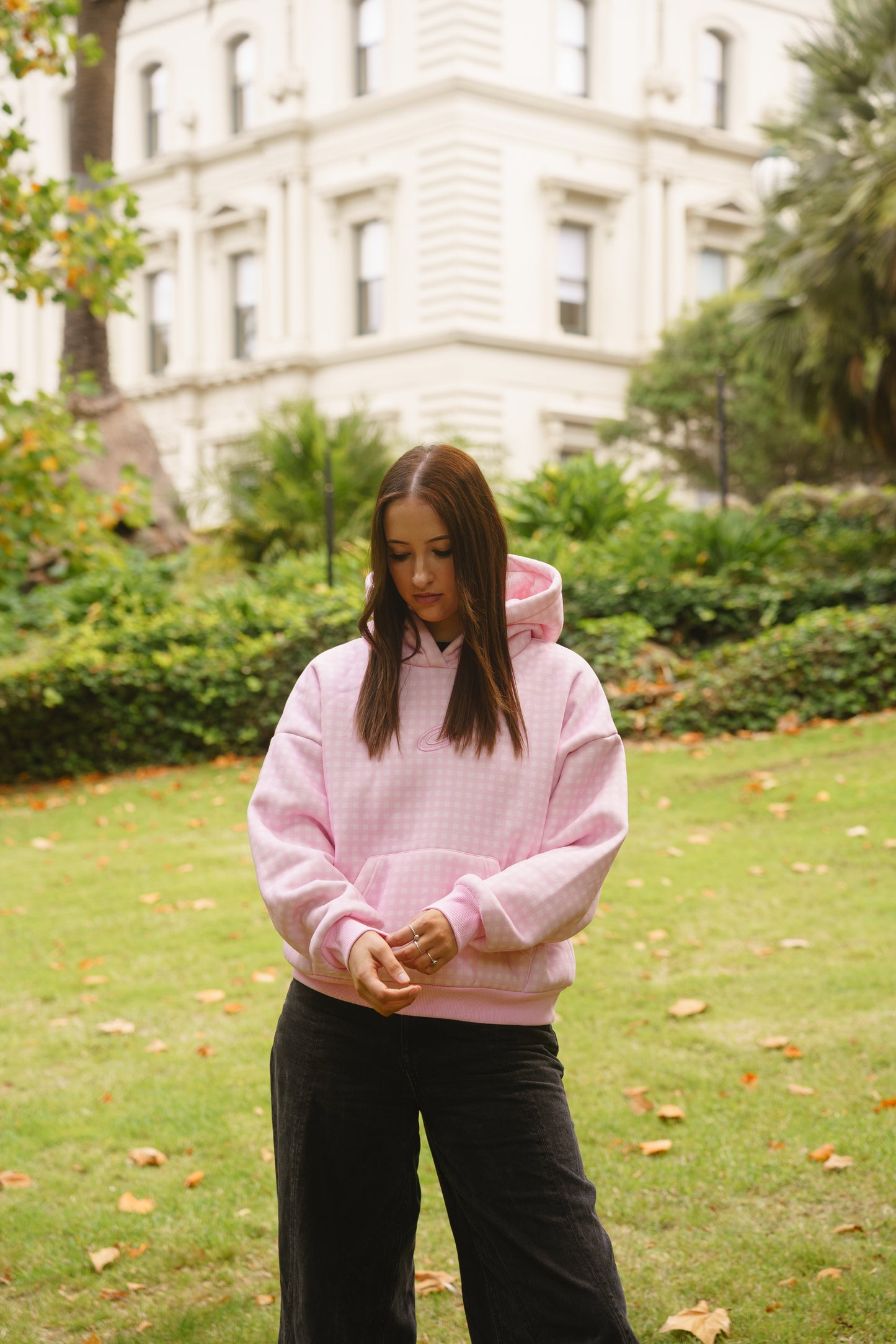 Gingham Hoodie - Pink