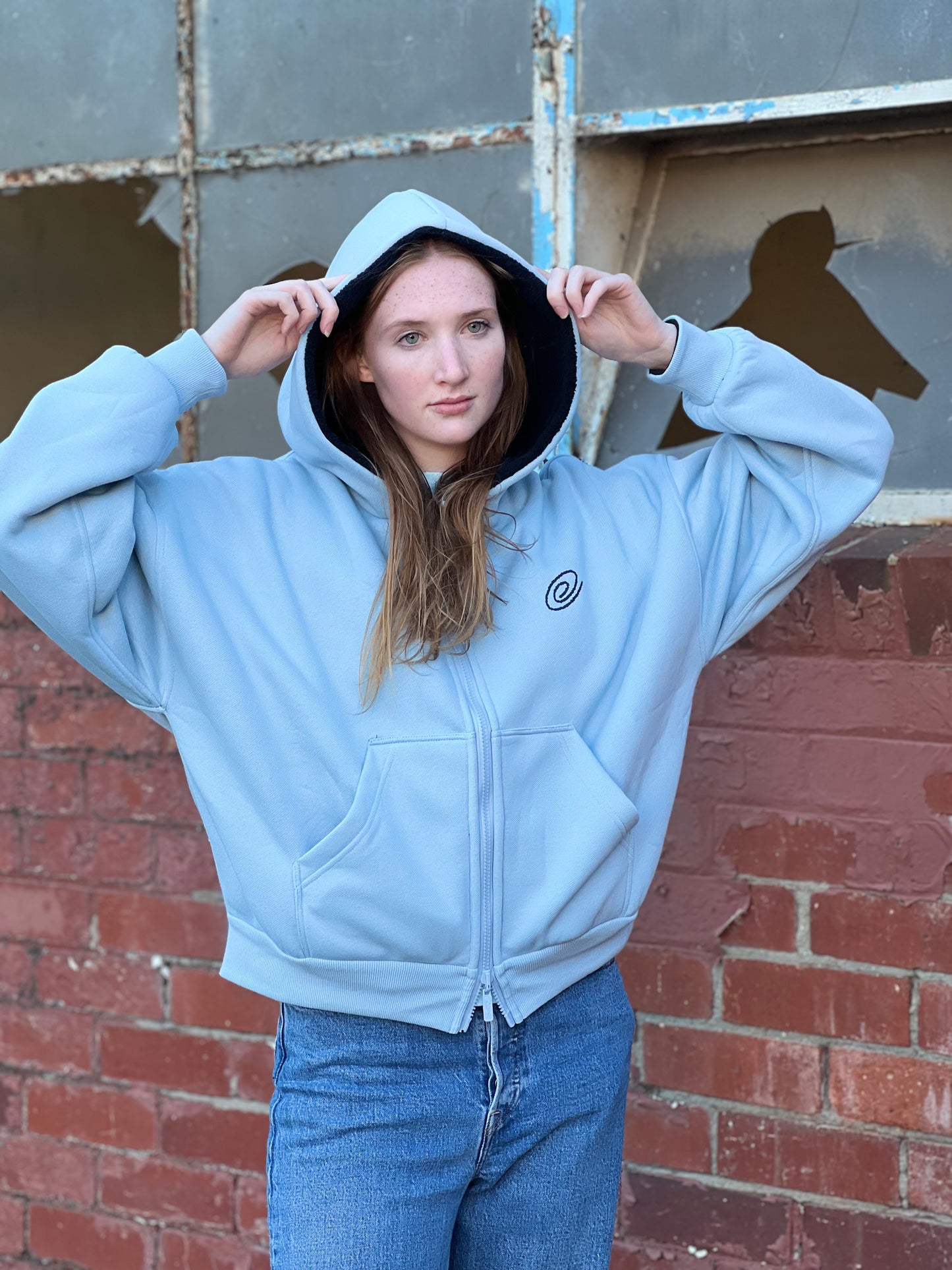 Reverisble zip-up hood (blue & black)
