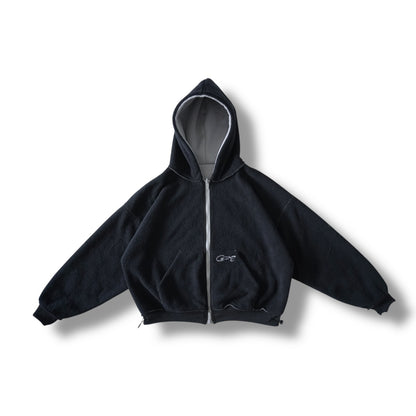 Reverisble zip-up hood (grey & black)