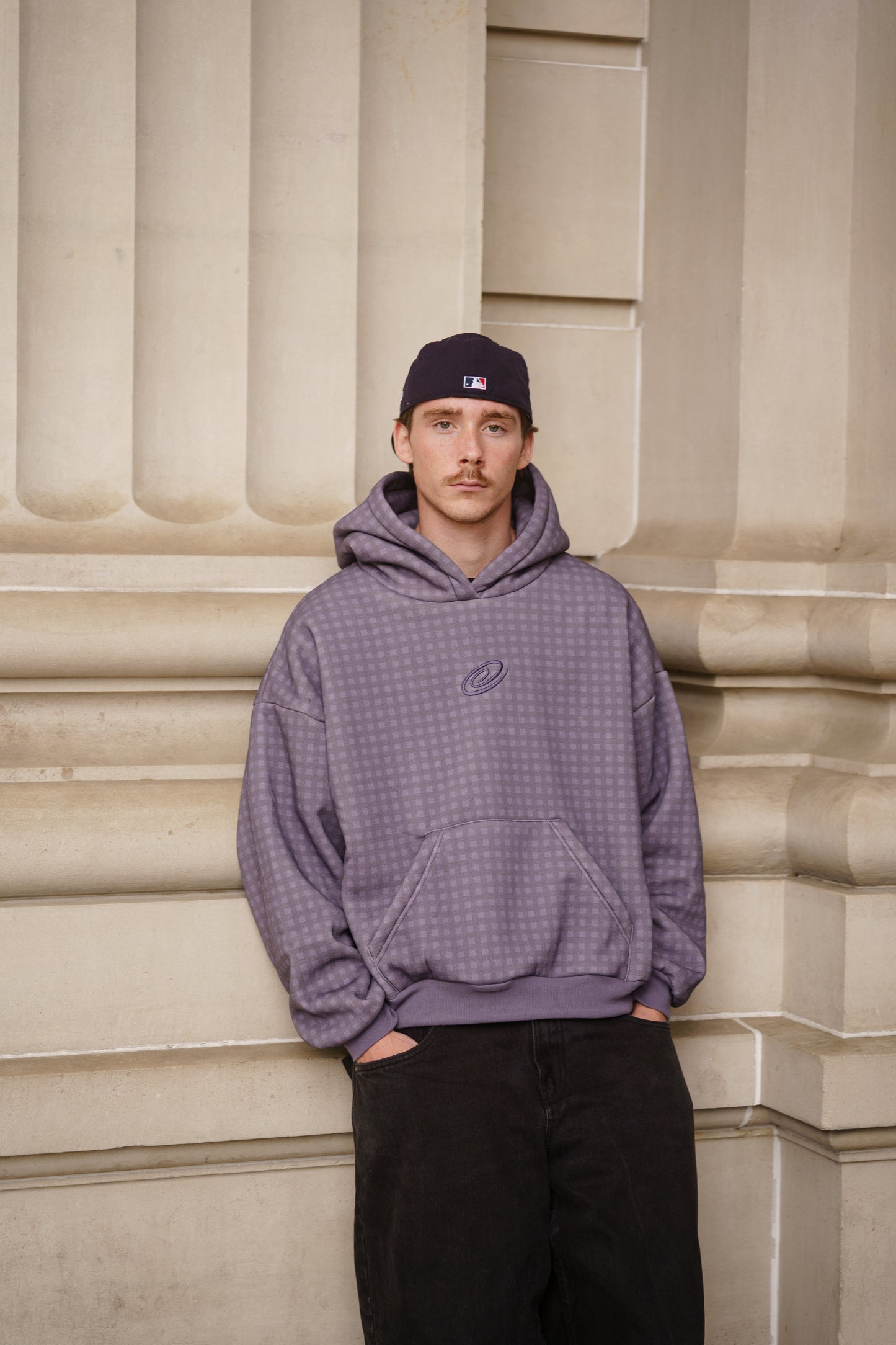 Gingham Hoodie - Vintage Purple