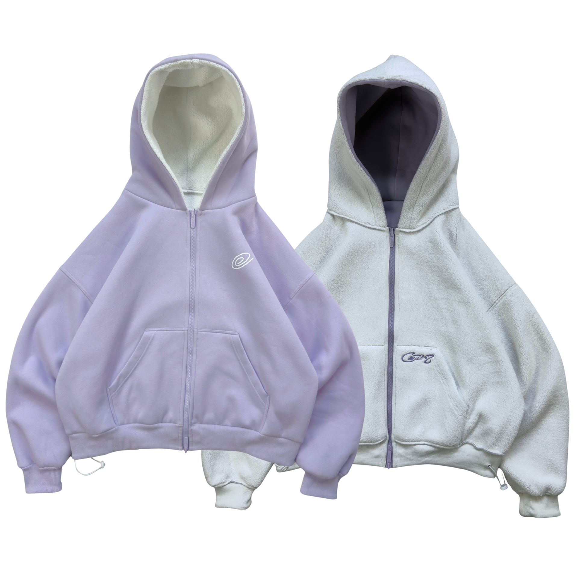 Reverisble zip-up Hoodie(Lilac & White) – cozmoz