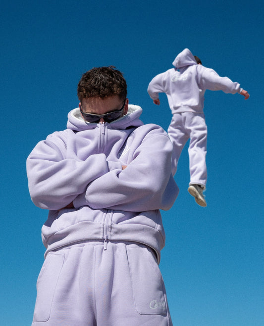 Reverisble zip-up Hoodie(Lilac & White)