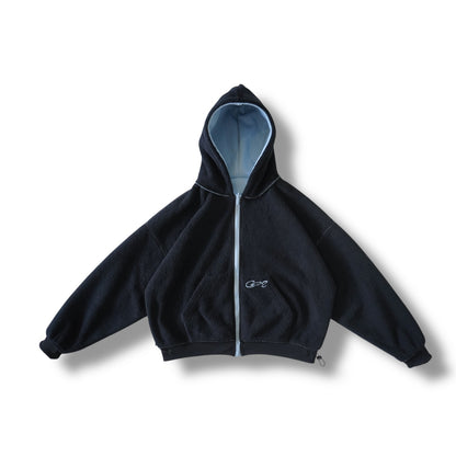 Reverisble zip-up hood (blue & black)